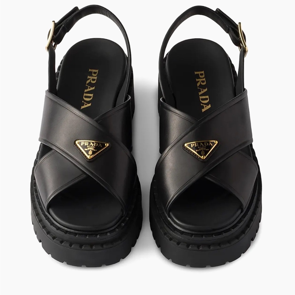 Prada Black Leather Women's Sandals